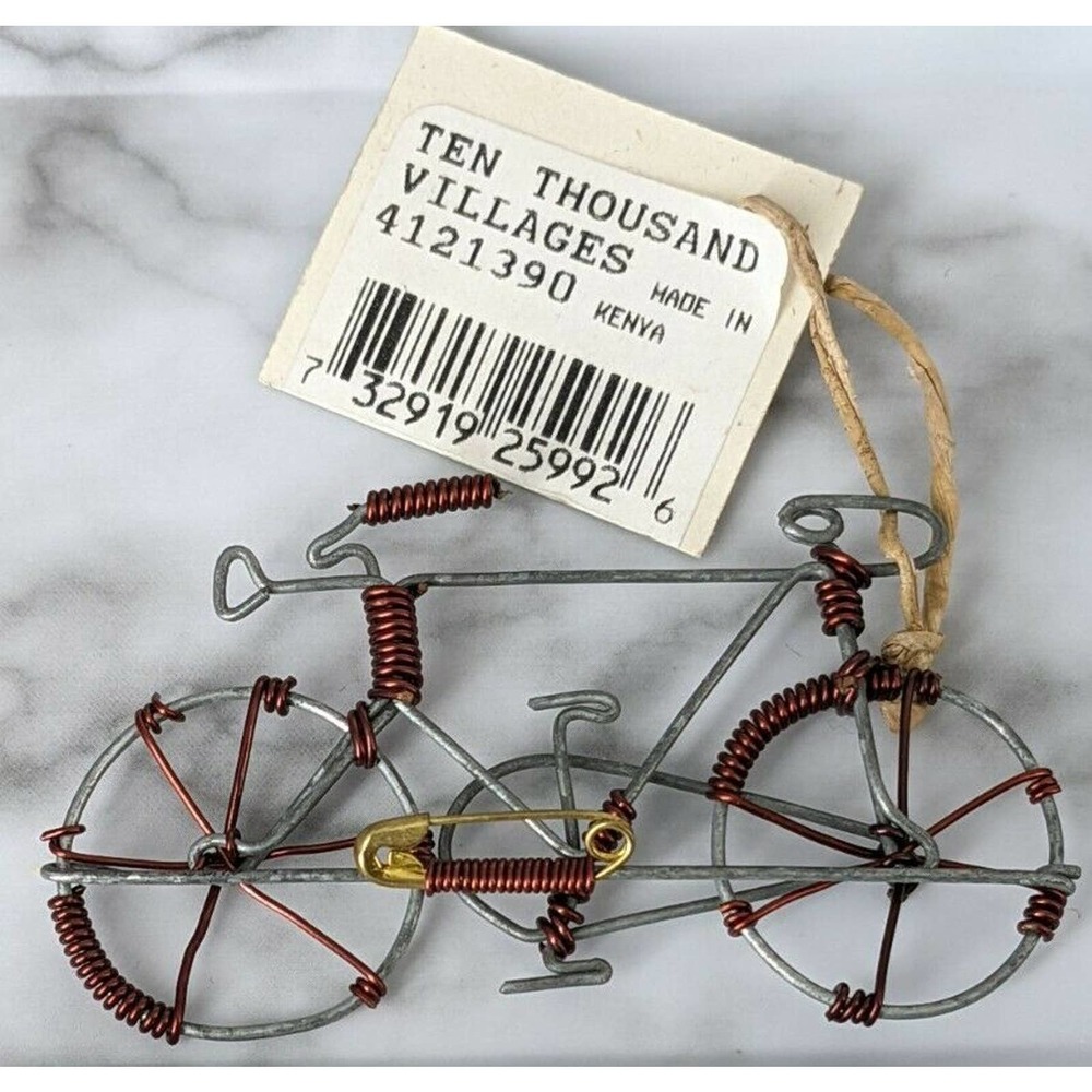 Ten Thousand Villages Metal Wire Bicycle Pin Brooch Handmade In Kenya - Picture 4 of 5